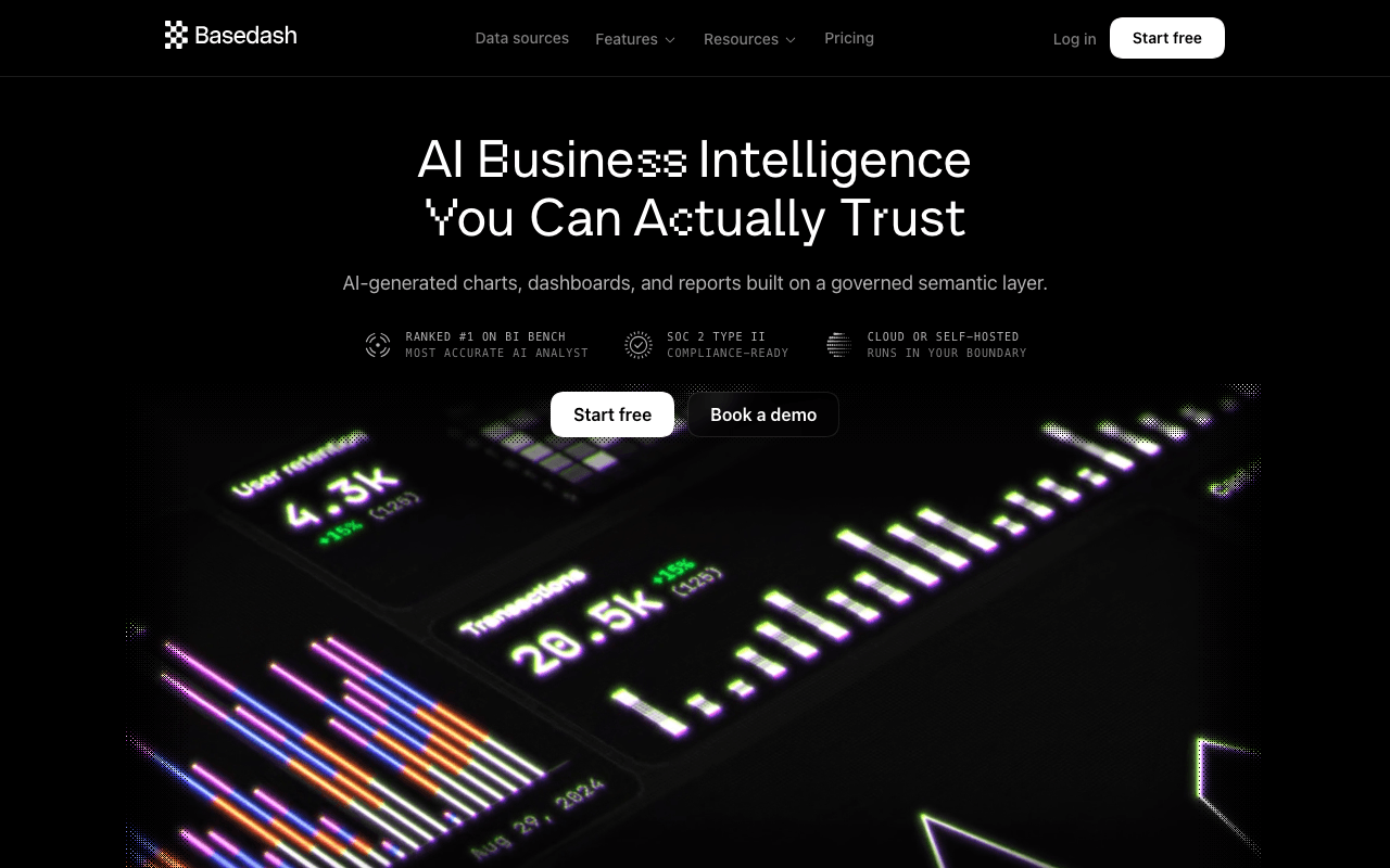 Basedash homepage