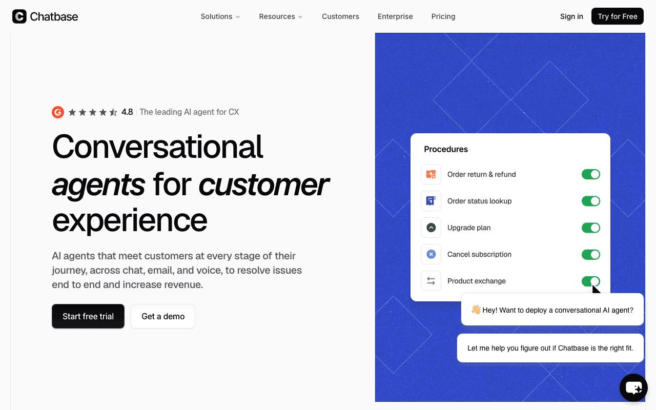 Chatbase homepage