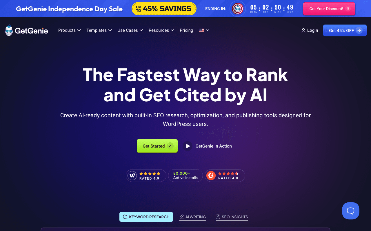 GetGenie homepage