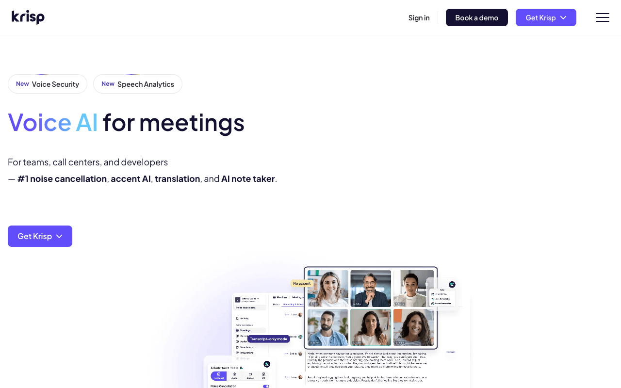 Krisp homepage
