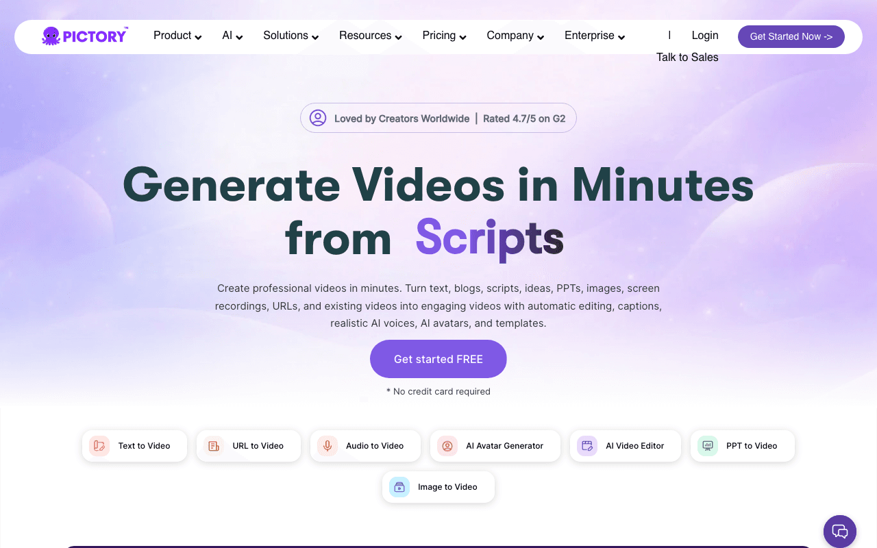 Pictory homepage