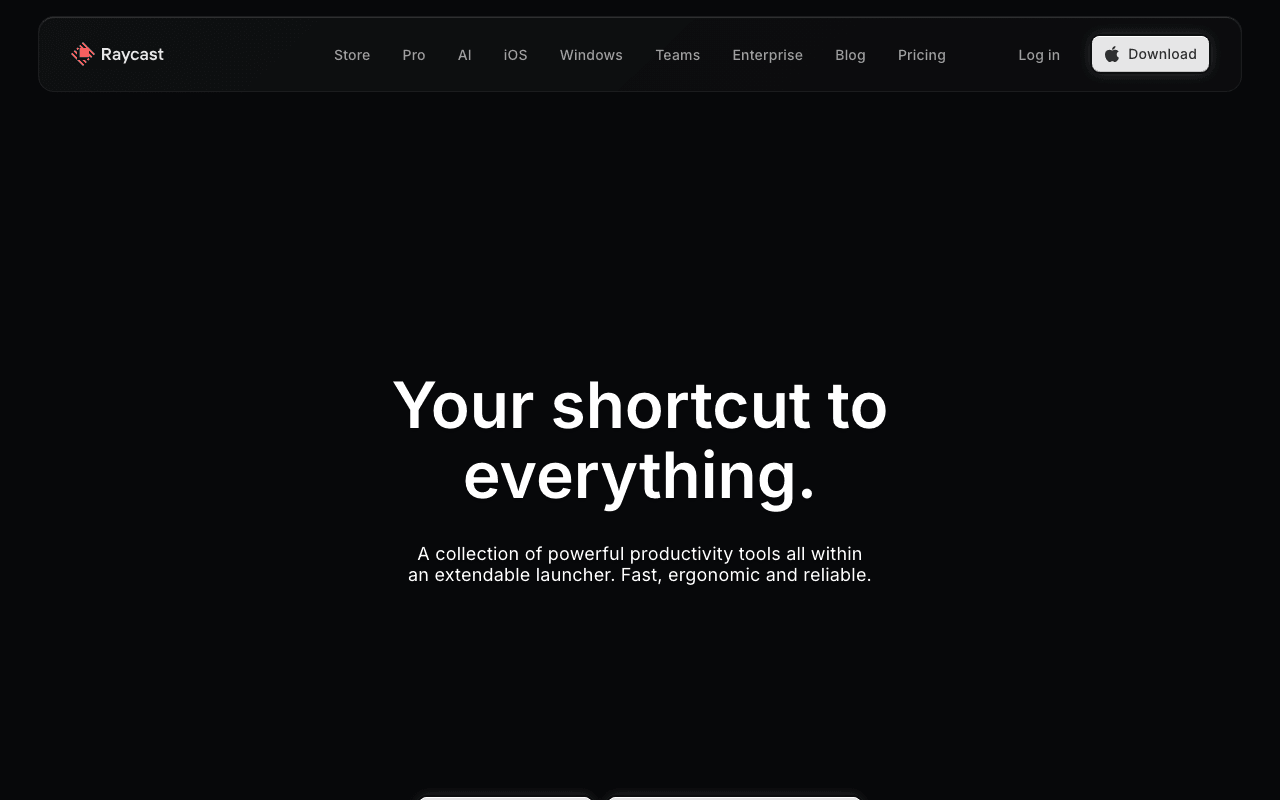 Raycast homepage