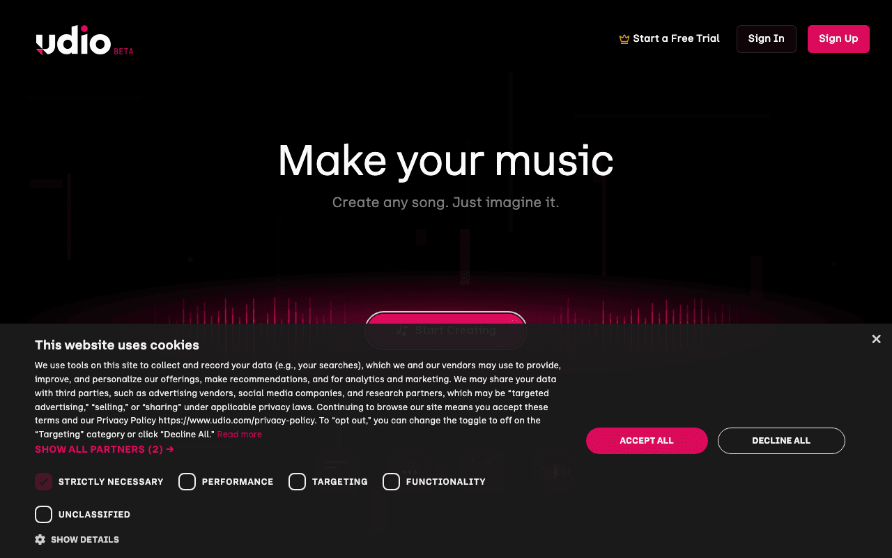 Udio homepage