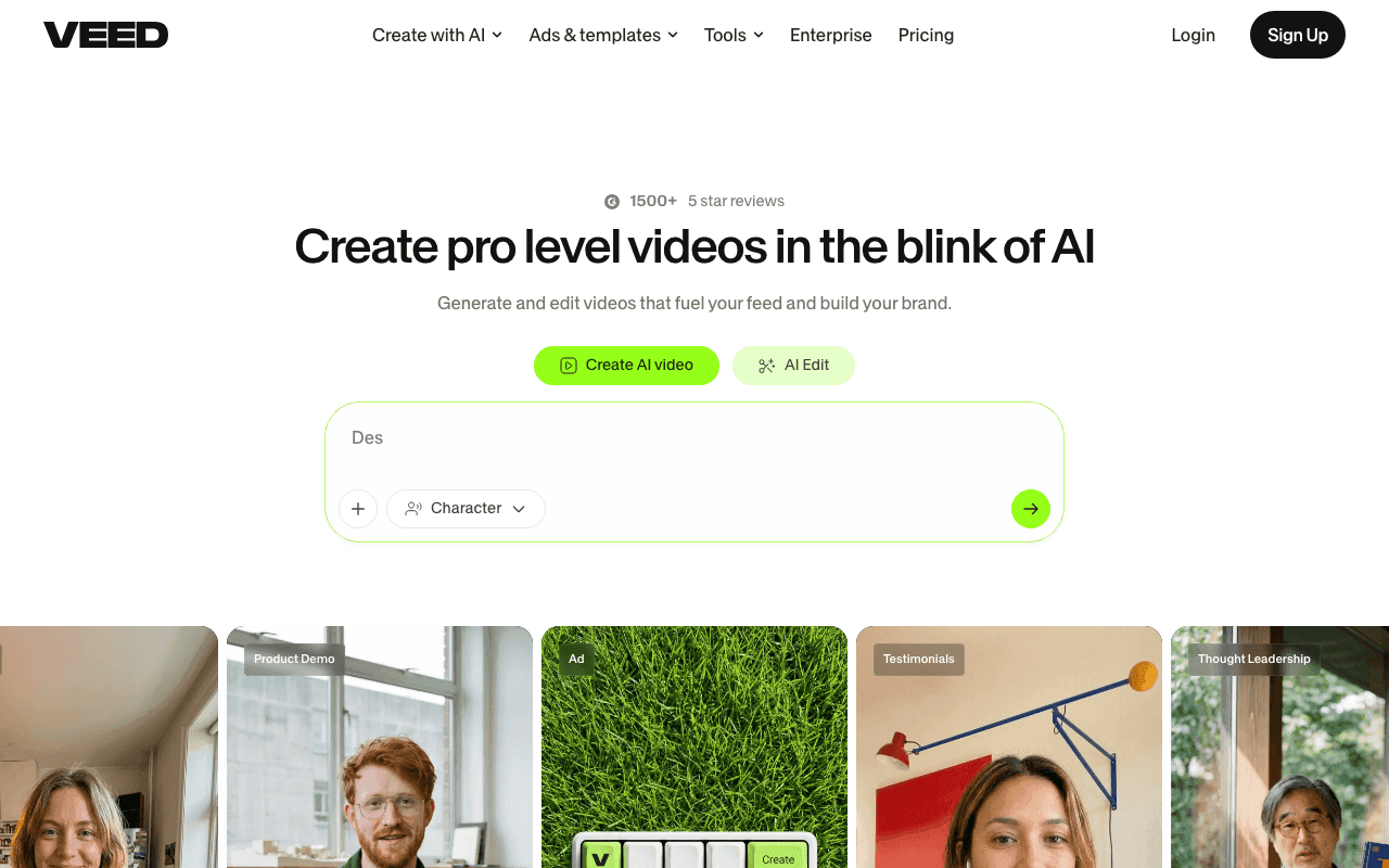 VEED homepage