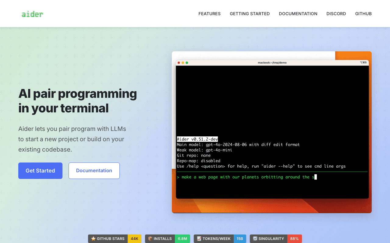 Aider homepage