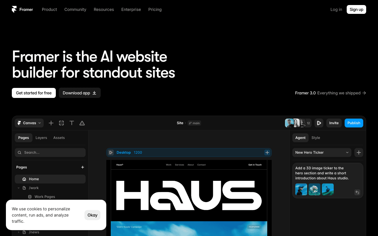 Framer homepage