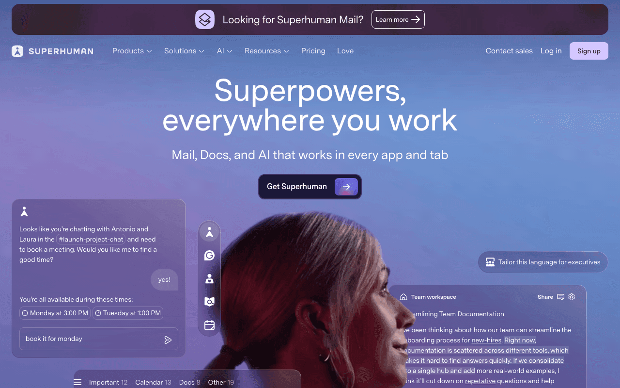 Superhuman homepage