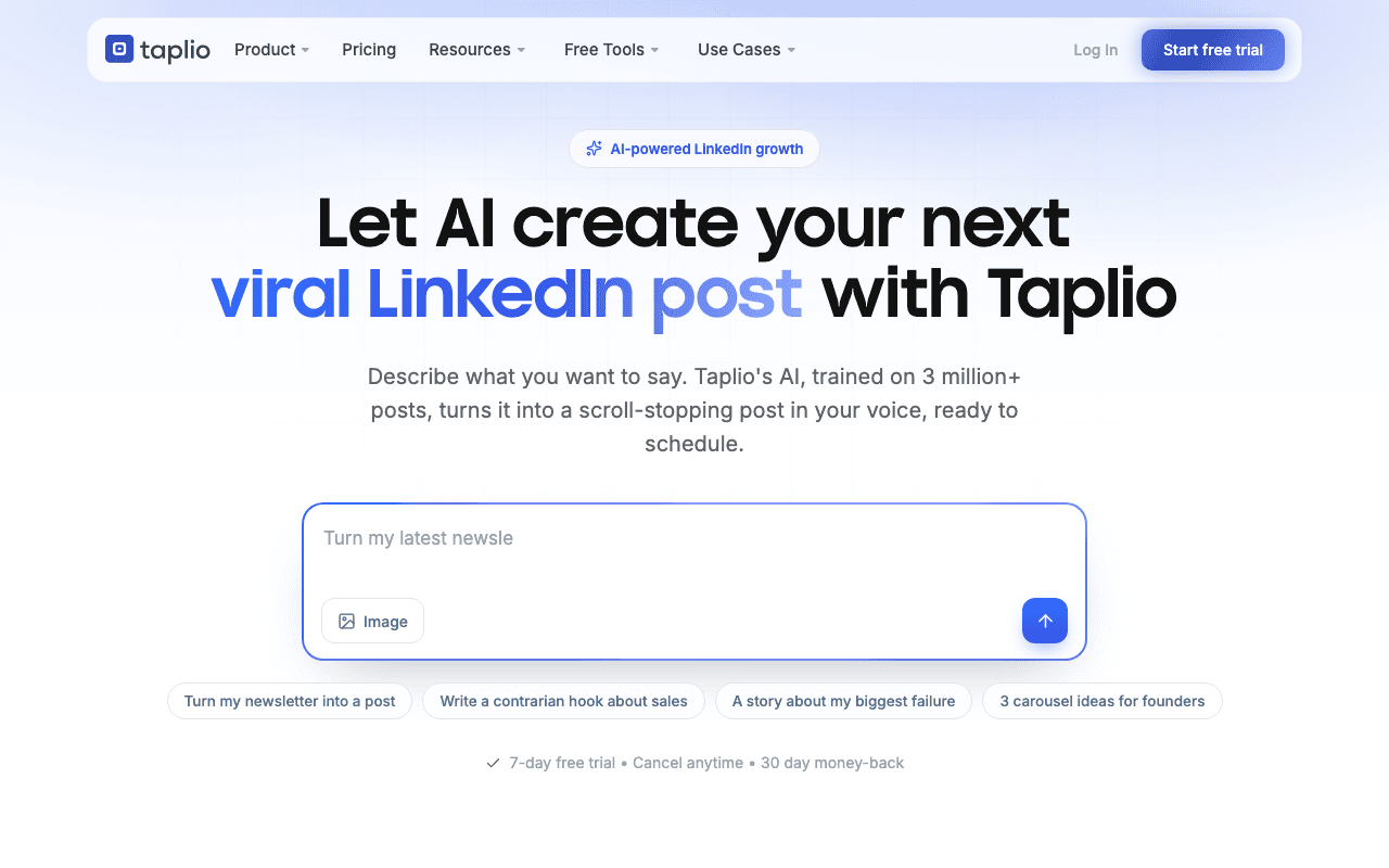 Taplio homepage